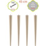 Evnalia Ahşap Ham Ayak 45 cm 4/'lü Set Kütük Masa Orta Sehpa Zigon Ayağı - Açık Kahve - Konik