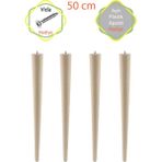 Evnalia Ahşap Ham Ayak 50 cm 4/'lü Set Kütük Masa Orta Sehpa Zigon Ayağı - konik - Ahşap Rengi