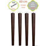 Evnalia Ceviz 4 Adet Lüks 60 Cm Konik Ahşap Masa Ayağı Çap: 4,2 Cm Hobi Dıy (VİDA VE APARATLARIYLA BİRLİKTE)