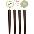 Evnalia Ceviz 4 Adet Lüks 70 Cm Konik Ahşap Ham Masa Ayağı Çap: 4,2 Cm Hobi (VİDA VE APARATLARIYLA BİRLİKTE)
