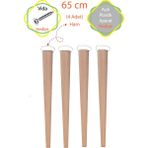 Evnalia Ham 4 Adet Lüks 65 cm Konik Ahşap Masa Ayağı Çap: 4,2 cm Hobi Dıy (Vida ve Aparatlarıyla Birlikte) - Masif Ahşap