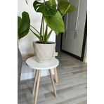 Evnalia Tekli Yan Sehpa Çiçeklik Saksılık Standı Dekoratif Yan Sehpa Seti Ahşap Ayaklı (33 cm Çap) Beyaz