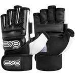EVO Fitness Deri MMA Eldivenleri Muay Thai Jel Kickboks Grappling Müsabaka Eğitimi UFC Kafes Dövüş Eldiveni Boks Torbası Dövüş Sanatları Karate (Siyah, XL)