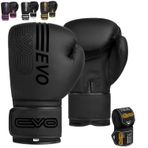EVO Fitness Mat Siyah Boks Eldivenleri MMA Muay Thai Dövüş Sanatları Kick Boks Müsabaka Eğitimi Dövüş Erkekler Punch Çanta Kadın El Sararlı Pembe Eldiven (Siyah, 12 OZ)