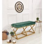 Evodeko Gold Ayaklı Yeşil Bench Puf