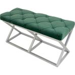 Evodeko Gümüş Ayaklı Kapitone Bench Yeşil Puf