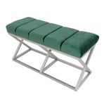 Evodeko Gümüş Ayaklı Yeşil Bench Puf