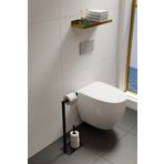 EVODORA Yedek Bölmeli Ayaklı Metal Tuvalet Kağıtlığı WC Kağıtlık Siyah