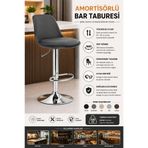 EVOFİSDUNYASİ Vegas Antrasit Döşemeli Bar Sandalyesi