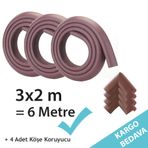 Evokids (6 Metre Kenar + 4 Adet Köşe) Kahve Kauçuk Kenar Koruyucu