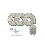 Evokids Ekstra Kalın Köşe Kenar Koruyucu (6 Metre Kenar + 4 Adet Köşe) Gri Kauçuk Masa Kenar Köşe Koruyucu
