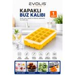 evolis kitchen 1 Adet 15 Bölmeli Kapaklı Silikon Buz Kalıbı-Et Suyu Saklama Kalıbı-Kokteyl Sunum Kalıbı-Çikolata Kalıbı-Buz Kalıbı