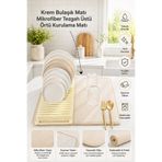 evolis kitchen 1 Adet Orta Boy 37x48 cm Bulaşıklık Katlanabilir Mikrofiber Katlanabilir Yer Kaplamaz Bez Mat Tezgah Üstü Tabaklıklı Kurutma Matı (KREM)