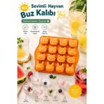 Evolis Kitchen 1 Adet Turuncu 16'lı Silikon Isıya Dayanıklı Yanmaz Yapışma Yapmaz Çikolata ve Buz Kalıbı
