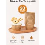 Evolis Kitchen 20 Adet Kraft Muffin Cupcake Kalıbı Kek Kapsülü Naturel Kek Kalıbı, Airfryer Uyumlu - Acı Kahverengi - Bej