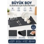 Evolis Kitchen Antrasit Bulaşık Matı Büyük Boy 44 x 33 cm Silikon Bulaşık Kurutma Matı Bulaşıklık Bulaşık Altlığı