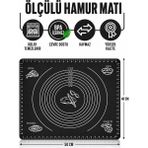 Evolis Kitchen Siyah Ölçülü Silikon Hamur Açma Matı, Pizza Baklava Börek Mantı Kek Hamuru Yoğurma Matı 40CMX50CM