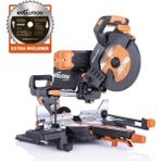 Evolution 053-0003B R255SMS-DB+ Çift Eğimli Kızaklı Bileşik Gönye Kesme Makinesi, 255MM