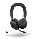 Evolve2 75 kablosuz PC kulaklık, 8 mikrofon teknolojisi, çift köpük stereo kulaklık, gelişmiş aktif gürültü iptali, USB-A Bluetooth adaptörü takım uyumluluğu,