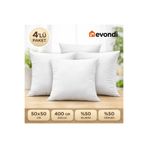 Evondi 50x50 Yastık İçi 4'lü Set - 400 gr Dolgulu, %50 Silikon %50 Kırpıntı Sünger İç Yastık