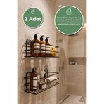 EVONİTA 2li Yapışkanlı Banyo Rafı Duş Şampuanlık Metal Siyah Organizer Delmeden Montaj Raf Seti