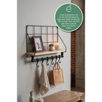 EVONİTA Duvar Raflı Askılık 6 Kancalı Metal Ahşap Raflı Askı Organizer Banyo Mutfak Düzenleyici