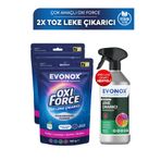 Evonox Clean Oxi Force Toz Leke Çıkarıcı 750 gr 2'li Paket 2x750gr- 750 gr Sprey Leke Çıkarıcı Hediye