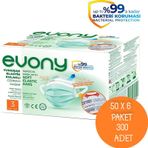 Evony 3 Katlı Filtreli Burun Telli 300 Adet Cerrahi Maske