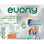 Evony Premium Yetişkin Bel Bantlı Tekstil Yüzey L Büyük 30 Adet Hasta Bezi