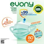 Evony Yumuşak Elastik Kulaklı Tekli Paketlenmiş Cerrahi Maske 80 yesil