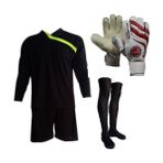 Evox Kaleci Forma,kaleci Şortu,lüx Futbol Çorabı,kaleci Eldiveni Seti - XL - Siyah