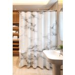 EVPANYA Banyo Perdesi, Beyaz Mermer Desenli Duş Perdesi, Küvet Perdesi 175x200cm