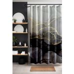 EVPANYA Banyo Perdesi, Gri Altın Mermer Desenli Desenli Duş Perdesi, Küvet Perdesi 175x200cm