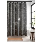 EVPANYA Banyo Perdesi, Gri Bohem Güneş ve Yıldız Haritası Desenli Duş Perdesi, Küvet Perdesi 175x200cm
