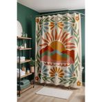 EVPANYA Banyo Perdesi, Güneşin Doğuşu Desenli Duş Perdesi, Küvet Perdesi 175x200cm