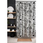 EVPANYA Banyo Perdesi, Karmaşık Spa Desenli Duş Perdesi, Küvet Perdesi 175x200cm