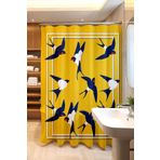EVPANYA Banyo Perdesi, Kırlangıçlar Desenli Duş Perdesi, Küvet Perdesi 175x200cm