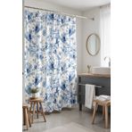 EVPANYA Banyo Perdesi, Lacivert Kafesteki Kuşlar Desenli Duş Perdesi, Küvet Perdesi 175x200cm