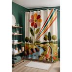 EVPANYA Banyo Perdesi, Mutluluk Nehri Desenli Duş Perdesi, Küvet Perdesi 175x200cm