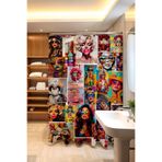 EVPANYA Banyo Perdesi, Neon Düşler Desenli Duş Perdesi, Küvet Perdesi 175x200cm