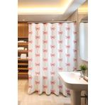 EVPANYA Banyo Perdesi, Pembe Şeritli Fiyonklar Desenli Duş Perdesi, Küvet Perdesi 175x200cm