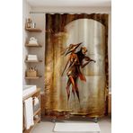 EVPANYA Banyo Perdesi, Siyah Kemancı Lady Desenli Duş Perdesi, Küvet Perdesi 175x200cm
