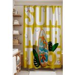 EVPANYA Banyo Perdesi, Summer Sörf Tahtası Desenli Duş Perdesi, Küvet Perdesi 175x200cm