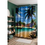 EVPANYA Banyo Perdesi, Turkuaz Kaçış Desenli Duş Perdesi, Küvet Perdesi 175x200cm