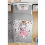 EVPANYA Gri Yıldızlı Aydaki Prenses Desenli Tek Kişilik Bebek Çocuk Nevresim Takımı