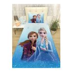 EVPANYA Mavi Elsa Anna Desenli Yatak Örtüsü Ve Yastık Kılıfı