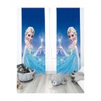 EVPANYA Mavi Elsa Desenli Çocuk Odası Perdesi ( Tek Kanat Fiyatlandırma )