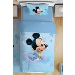 EVPANYA Mavi Mickey Desenli Tek Kişilik Bebek Çocuk Nevresim Takımı