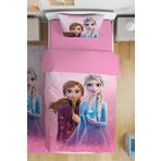 EVPANYA Pembe Elsa Ve Anna Desenli Tek Kişilik Bebek Çocuk Nevresim Takımı