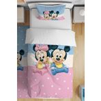 EVPANYA Pembe Mavi Mickey Minnie Desenli Tek Kişilik Bebek Çocuk Nevresim Takımı